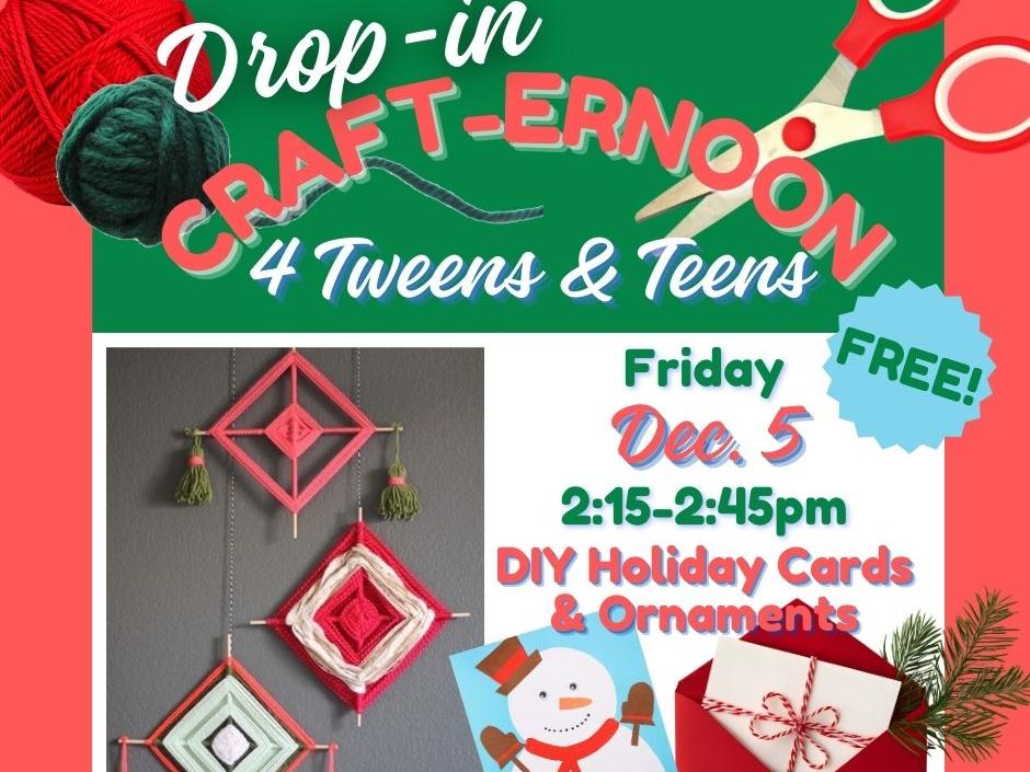 Crafternoon Holiday Cards and Ornaments flier.