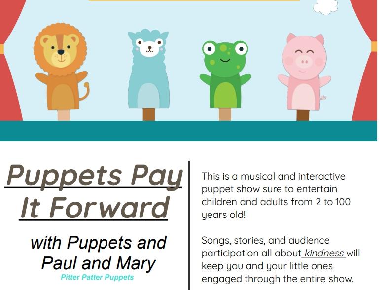 Ad for Pay It Forward Puppet Show